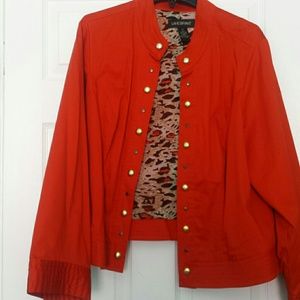 Orange Lightweight Jacket w/ Animal Print Lining